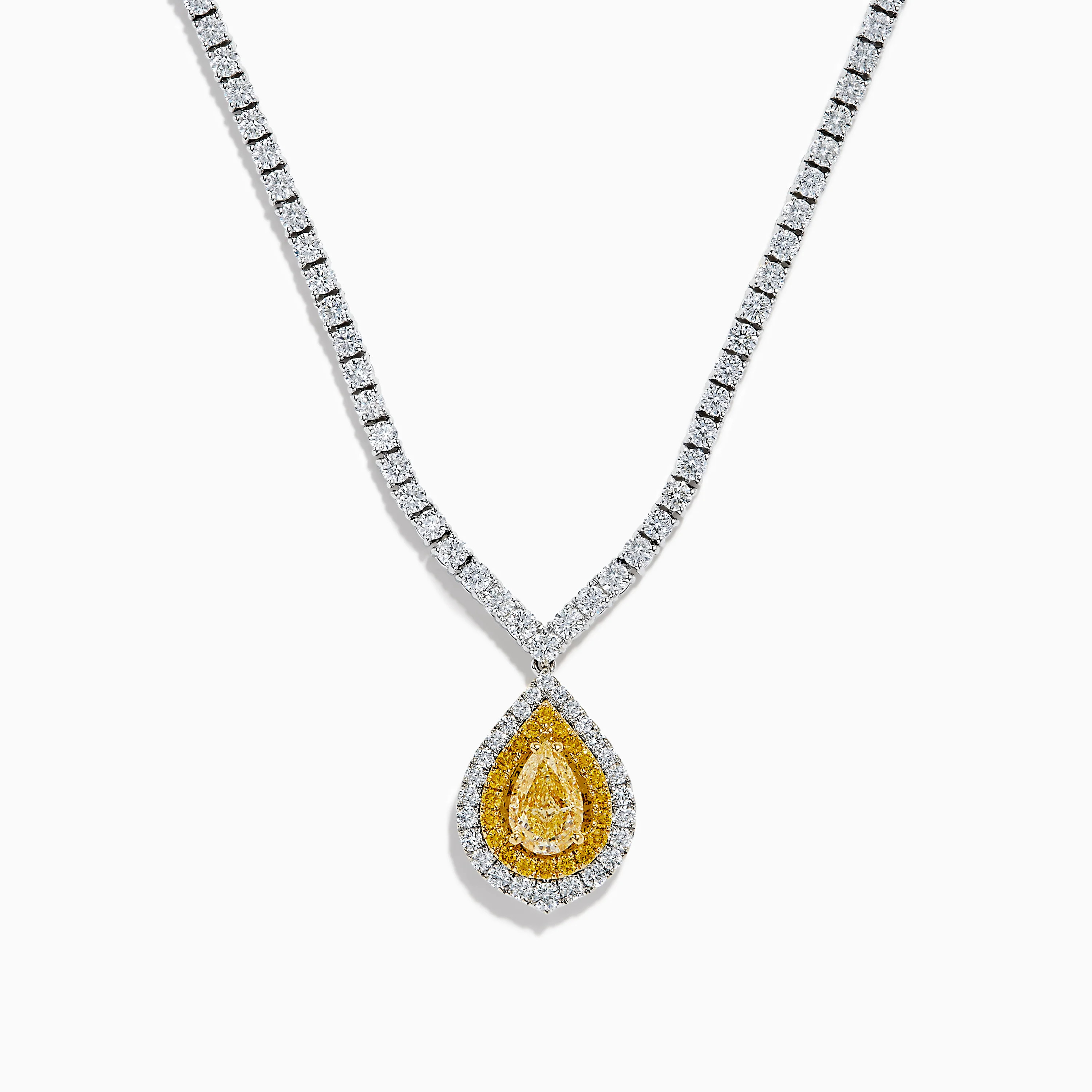 18K Two-Tone Gold Yellow and White Diamond Double Halo Necklace | Effy Jewelry