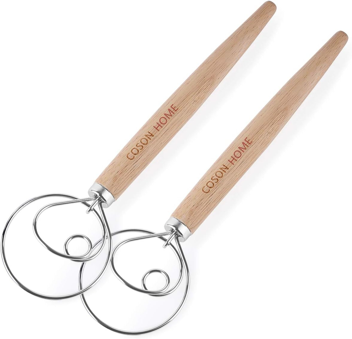 Pack of 2 Danish Dough Whisk Dutch Bread Whisk Hook Wooden Hand Mixer Bread Baking Tools for Cake... | Amazon (US)