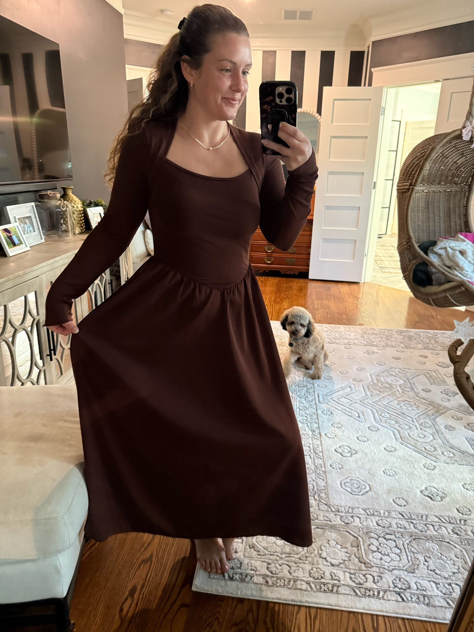 I love the fit of this dress!! It’s soo comfy, and really flattering. I may feel a little like Princess Turd in all brown, but it’s so comfy and there are more colors lol. 

#LTKSaleAlert #LTKStyleTip