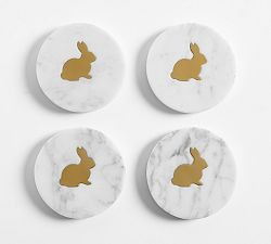Bunny Inlay Marble Coasters - Set of 4 | Pottery Barn (US)