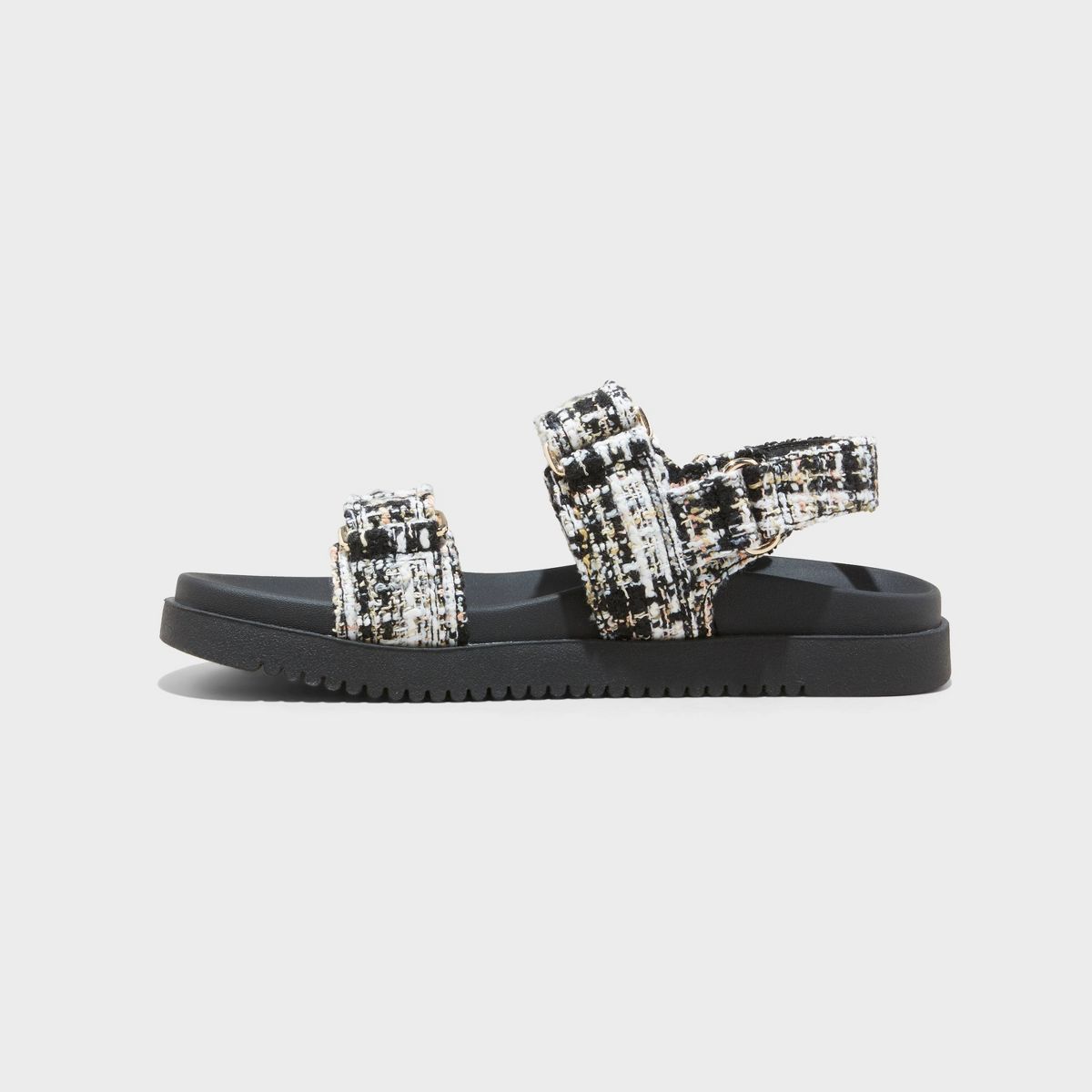 Women's Jonie Jet Tweed Footbed Sandals - A New Day™ Jet Black | Target