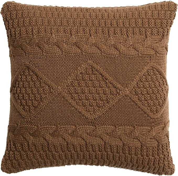 Knitted Retro Twist Pattern Pillow Cover Decorative Diamond Pillow Case, Simple Solid Color Cushi... | Amazon (US)