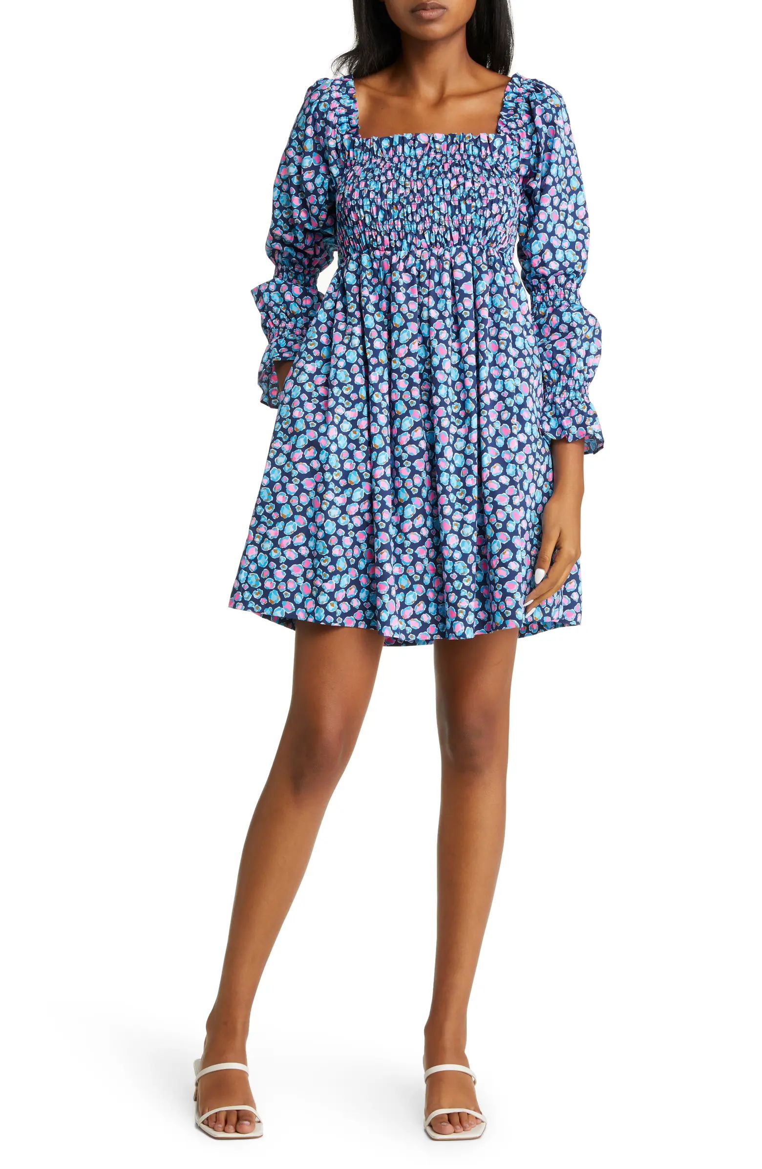 Lilly Pulitzer® Beyonca Spot Print Smocked Cotton Babydoll Dress | Nordstrom | Nordstrom