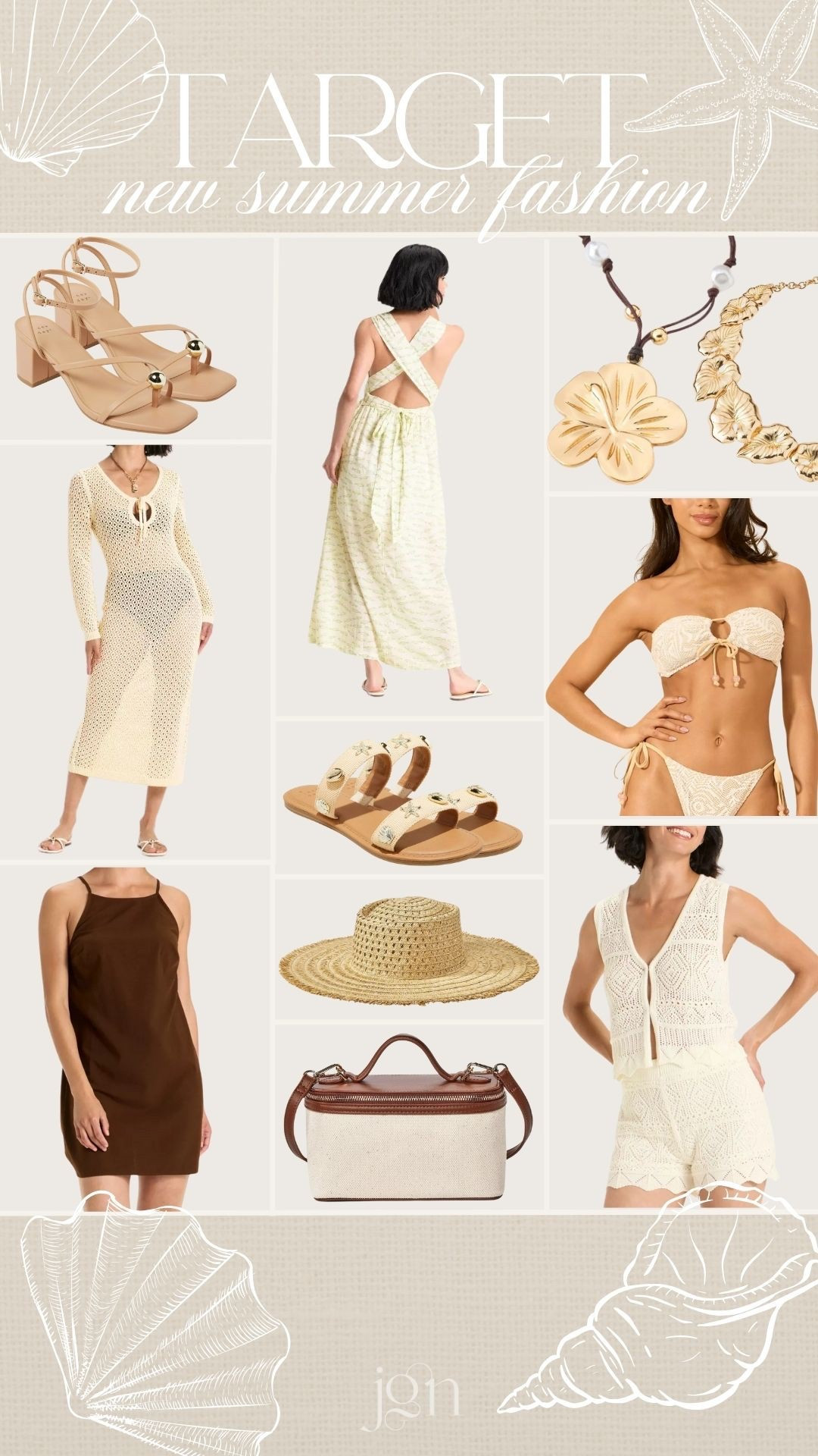 New summer fashion at Target 🐚 
These are giving tropical vacation vibes 🌞 

#target #targetfinds #targethaul #resortwear #swimsuit #bikini #coverup #crochetcoverup #sunhat #sandals #summersandals #dress #maxidress #jewelry #lookforless #maui #hawaii #miami #cruise #summervacation 

#LTKTravel #LTKStyleTip #LTKFindsUnder50