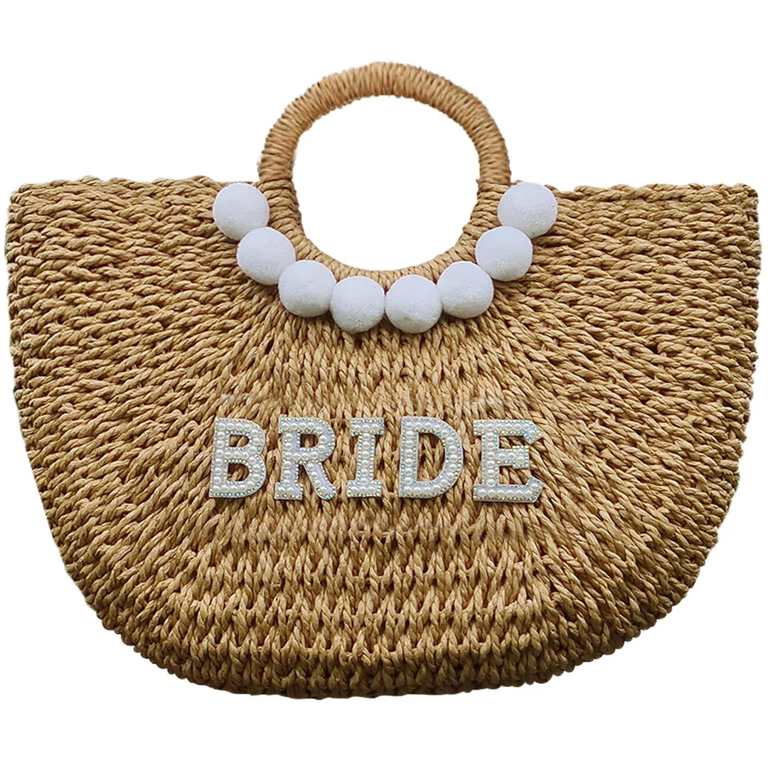 Bride Beach Bag - Handwoven Straw – Honeymoon Bag - Mrs Beach Bag – Bachelorette, Wedding, Ho... | Etsy (US)