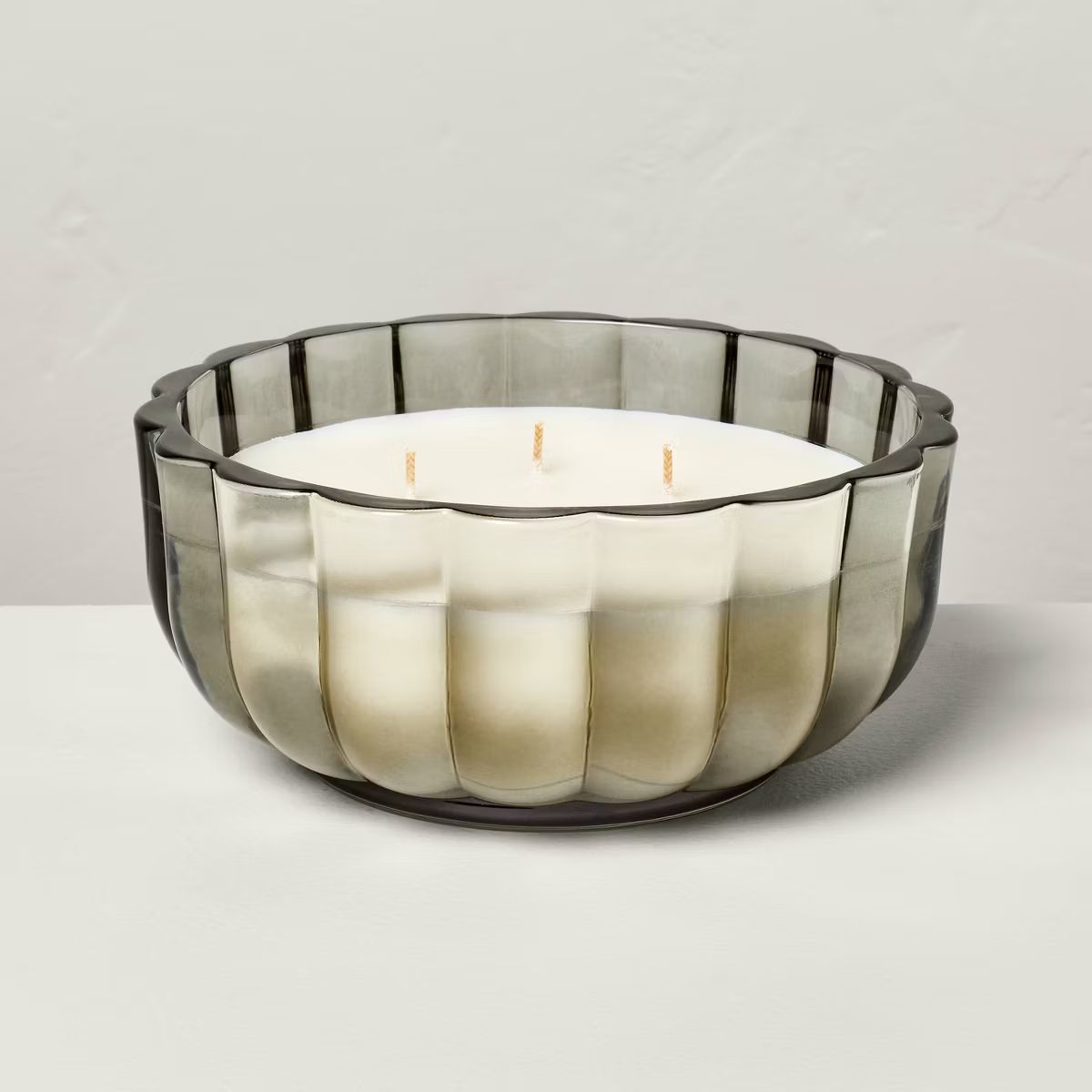 Tinted Glass Dried Eucalyptus Scalloped Jar Candle Gray - Hearth & Hand™ with Magnolia | Target