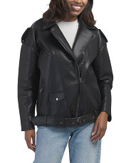 Oversized Faux Leather Moto Jacket | Marshalls