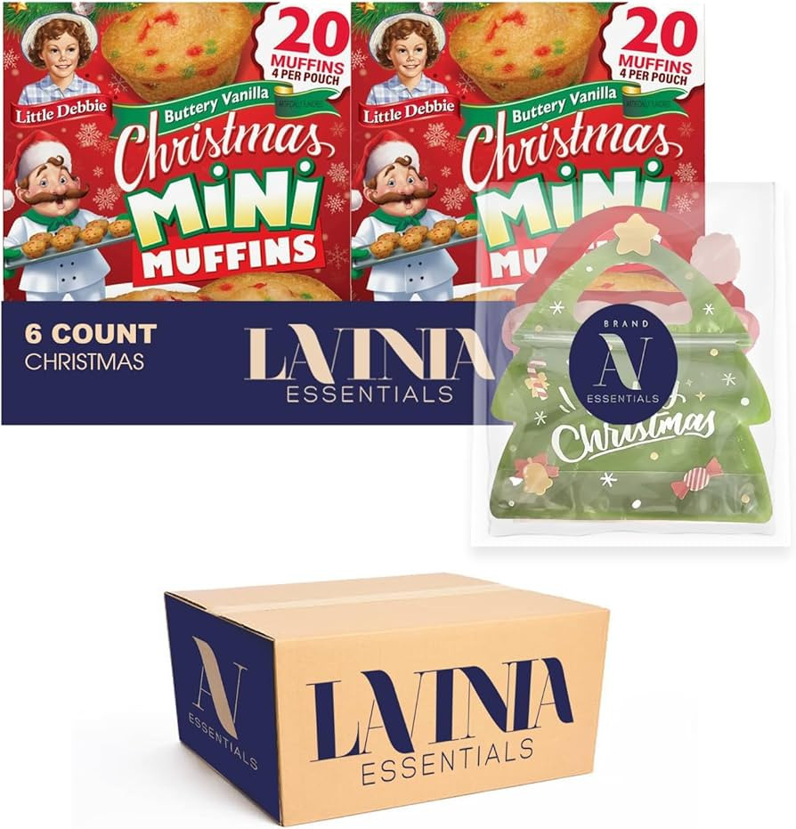 Little Debbie Collection 6- Pack of Mini Muffin 30 Pouches Wrapped Cakes 8.44 oz + 2 Christmas Sn... | Amazon (US)