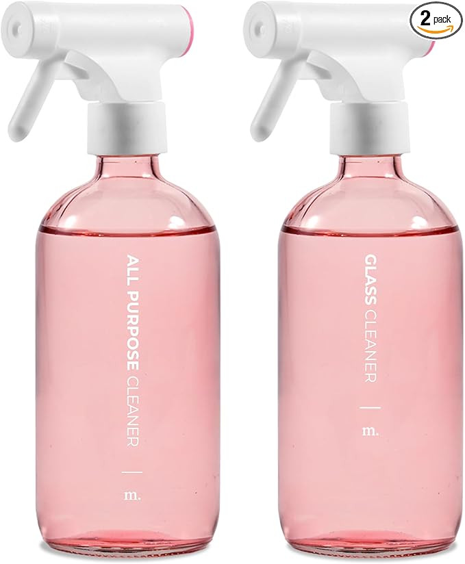 MAISONOVO Glass Spray Bottles 16 Oz 2 Pack w/Labels | Pink Spray Bottle for Hair, All Purpose Gla... | Amazon (US)