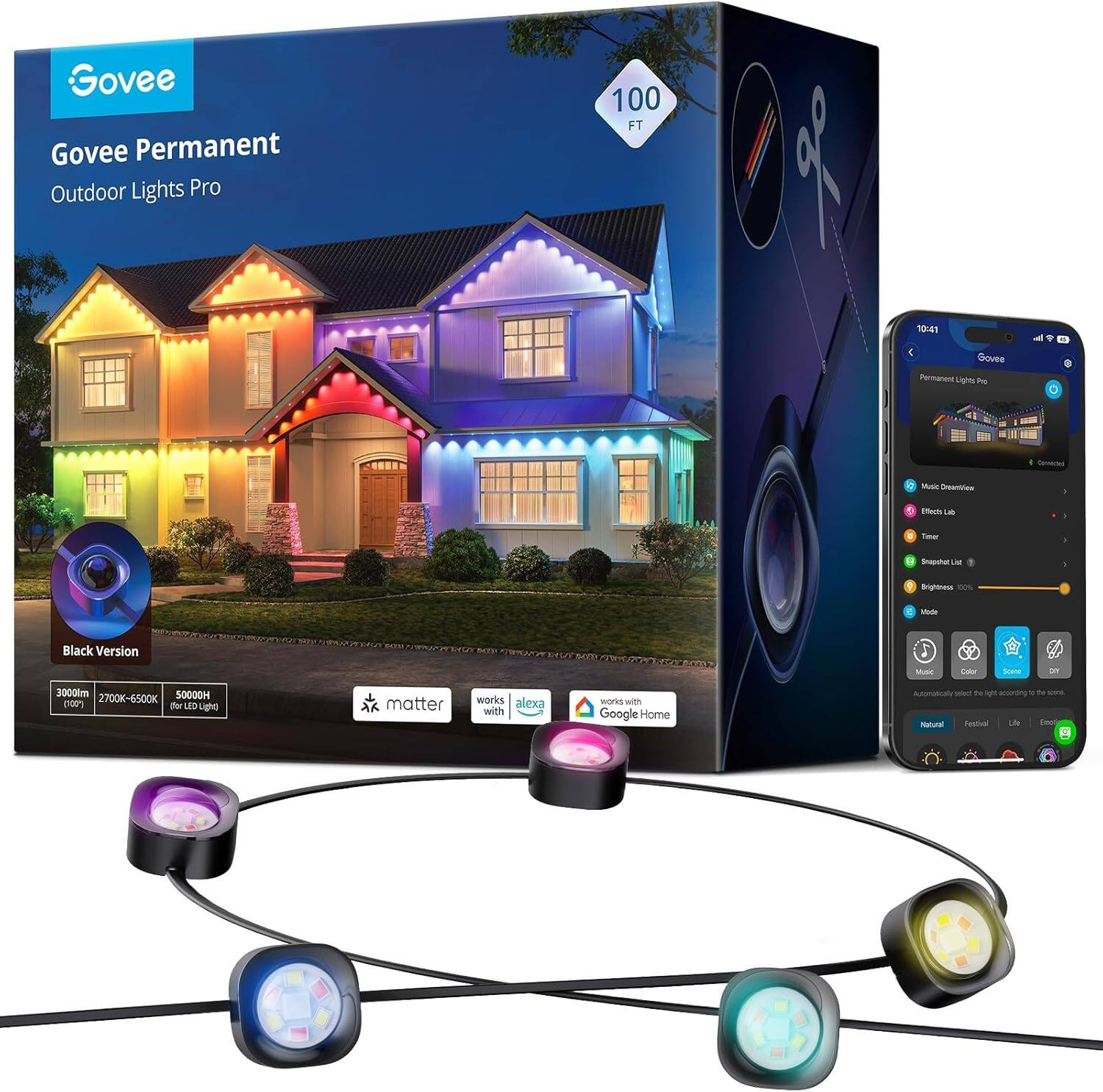 Govee - 100ft Black Permanent Outdoor String Lights Pro | Best Buy U.S.