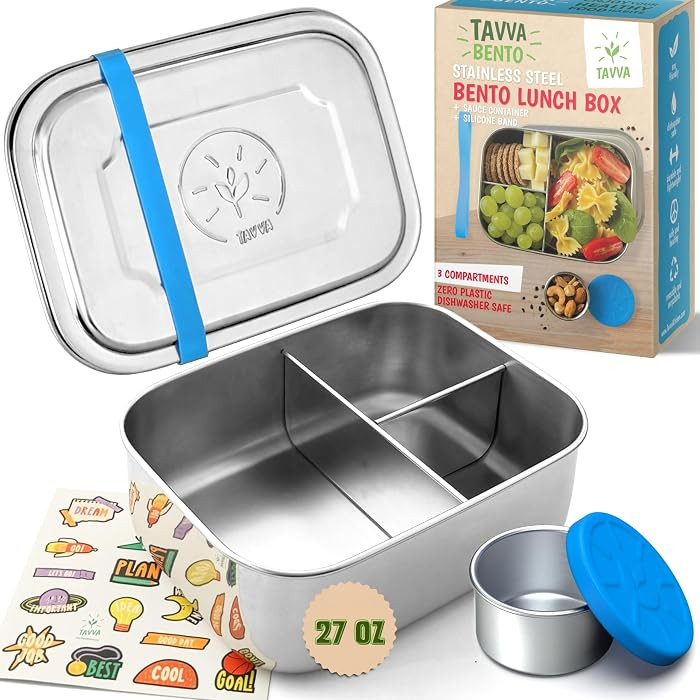 2-Container Lunch System Ages 6-9 - 27oz Organized Stainless Steel Bento Box for Kids with 100% S... | Amazon (US)