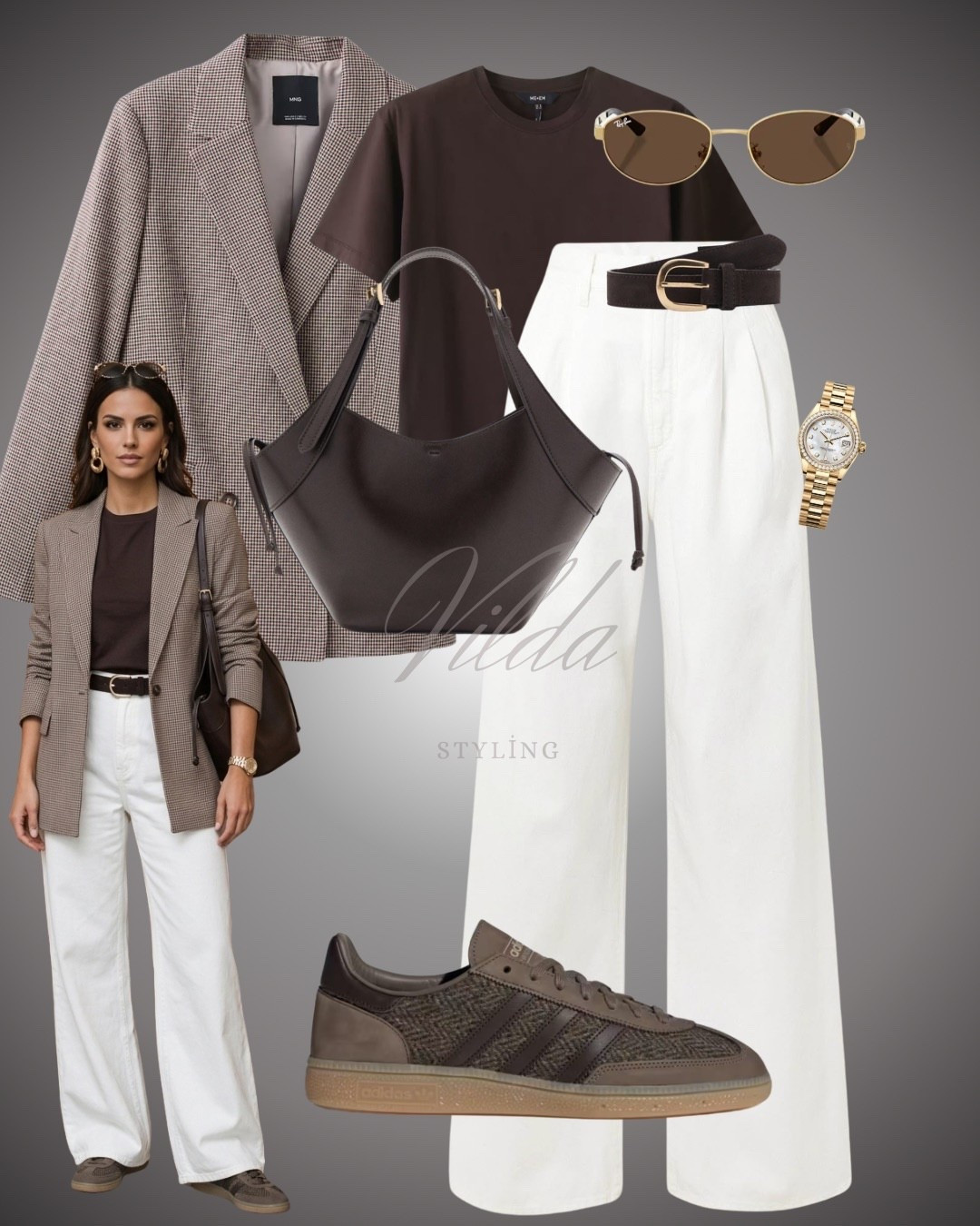 Elevating my weekday wardrobe with neutral tones and tailored silhouettes. ☕️ This oversized checkered blazer paired with crisp white trouser strikes the perfect balance between professional and relaxed. Finished with chocolate brown accents for a cohesive, high-end feel. #NeutralStyle #OOTD #Blazer 

#LTKUK #LTKSeasonal #LTKspringtrends