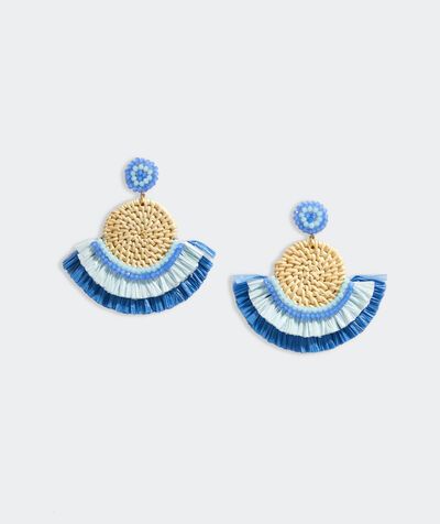 Basket Weave Fringe Raffia Earrings | vineyard vines