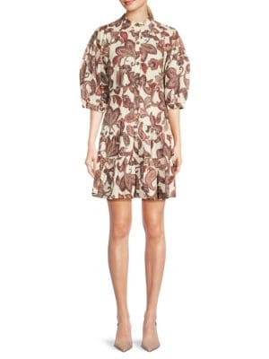Paisley Print Button-Front Minidress | Saks Fifth Avenue OFF 5TH