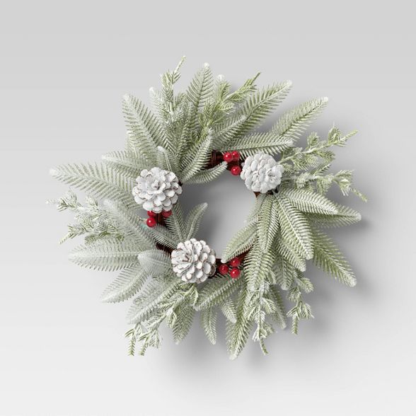 Mini Wreath Light Flock with Red Berry - Threshold™ | Target