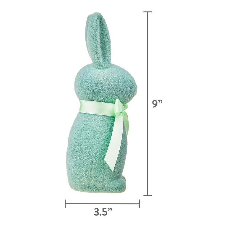 Easter Flocked Bunny Decor, Mint, 9 Inch, by Way To Celebrate | Walmart (US)