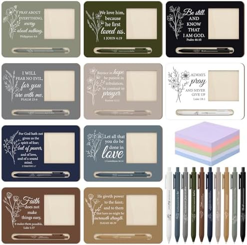 Eaasty 10 Sets Christian Sticky Note Holders with 10 Notes 10 Ballpoint Pens Christian Gifts Bulk... | Amazon (US)