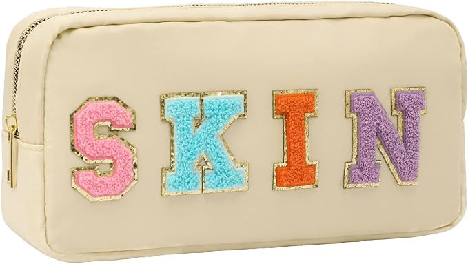 DYSHAYEN Nylon Cosmetic Bag Preppy Skin Care Bag Makeup Bag for Women Girls Travel Toiletry Organ... | Amazon (US)