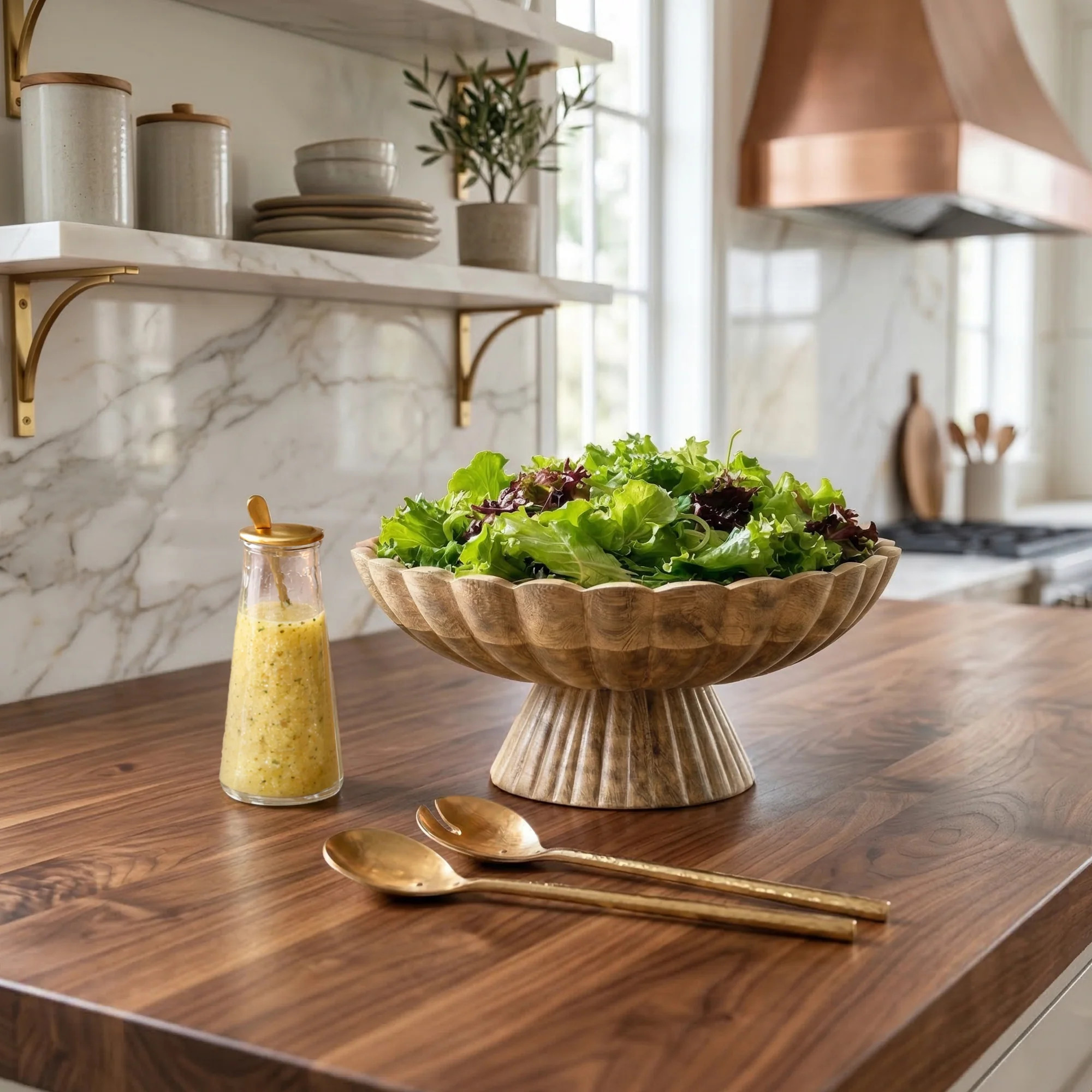 Fluted Pedestal Bowl - Natural | Cove Home