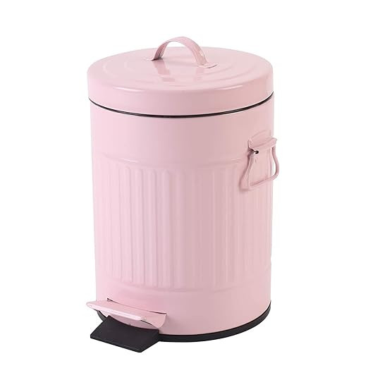 Bathroom Trash Can with Lid, Small Pink Trash Can Wastebasket for Home Bedroom with Lid, Round Wa... | Amazon (US)