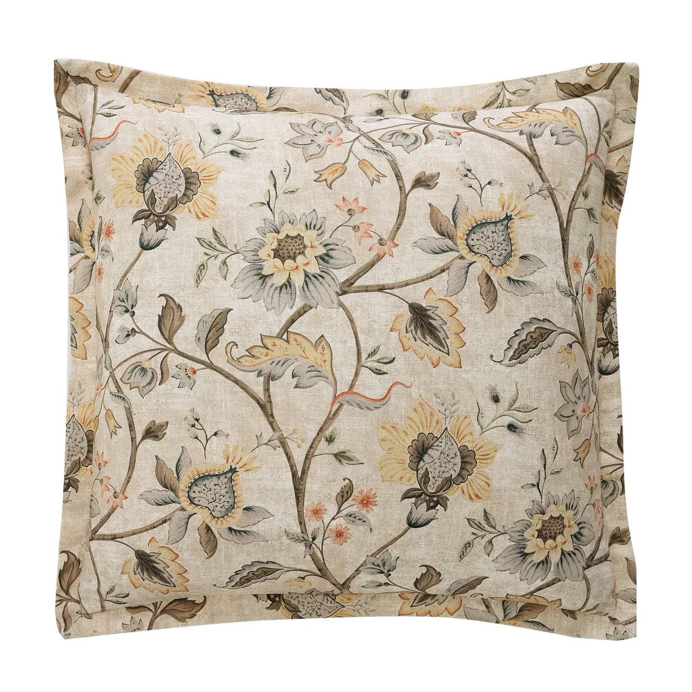 Botanical Bloom Flax Washed Linen Euro Sham | Mintly Home