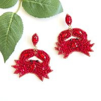 Red Crab Earrings, Festival Ocean Theme Summer Beach Vacation Seafood Festival, Earrings | Etsy (US)