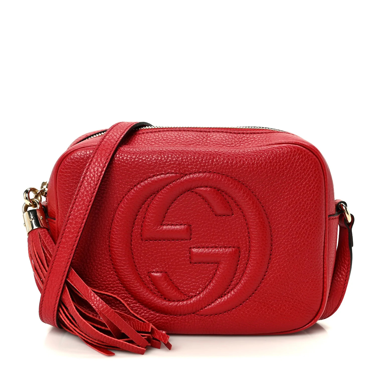 Gucci Pebbled Calfskin Small Soho Disco Bag Vibrant Red 1867520 | FASHIONPHILE (US)