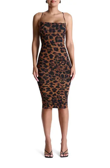 Naked Wardrobe Printed Ruched Body-Con Dress in Leopard at Nordstrom Rack, Size Small | Nordstrom Rack