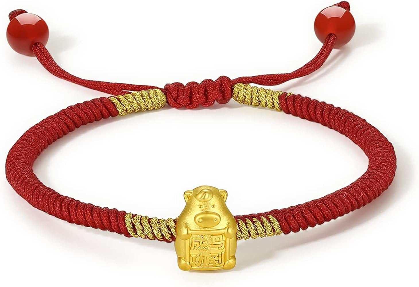 24K Gold Bracelet Chinese Zodiac Charm Bracelets Adjustable Red String Chain Lucky Link Good Luck... | Amazon (US)