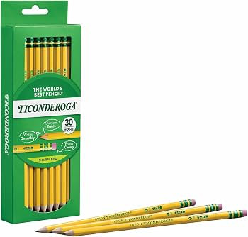 Ticonderoga Wood-Cased Pencils, Pre-Sharpened, #2 HB Soft, Yellow, 30 Count | Amazon (US)