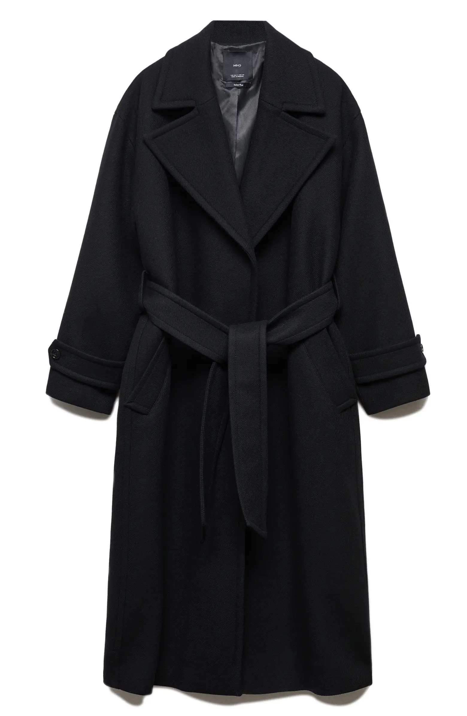 MANGO Wool Blend Garbardine Belted Coat | Nordstrom | Nordstrom
