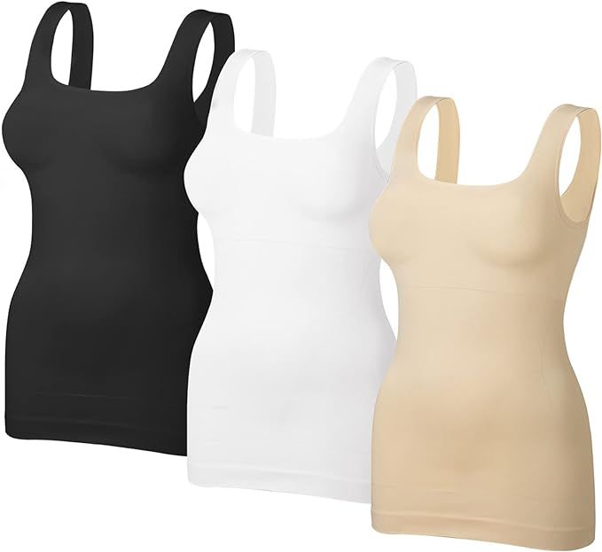 Womens Shapewear Square Neck Tank Tops - Body Shaper for Women Tummy Control Seamless Compression... | Amazon (US)