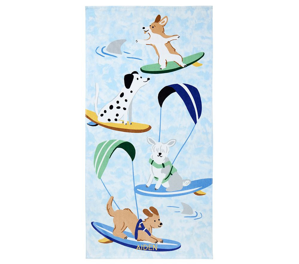 Tie-Dye Surfing Dogs Kid Beach Towel UPF 50+ | Pottery Barn Kids