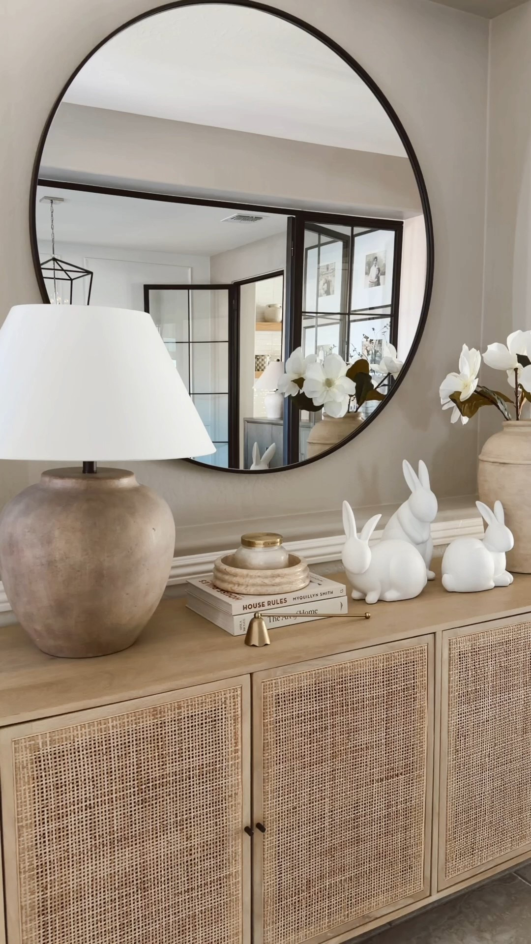 Entryway refresh for spring… simple, neutral, and beautiful 🤍🐇 #spring #easter #springdecor #easterdecor #entrywaydecor 

#LTKHome #LTKSaleAlert #LTKSeasonal