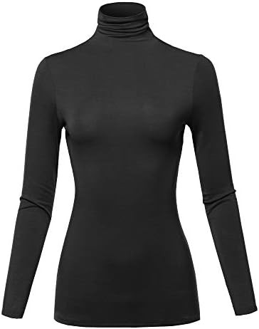 SSOULM Women's Slim Lightweight Long Sleeve Pullover Turtleneck Shirt Top with Plus Size | Amazon (US)