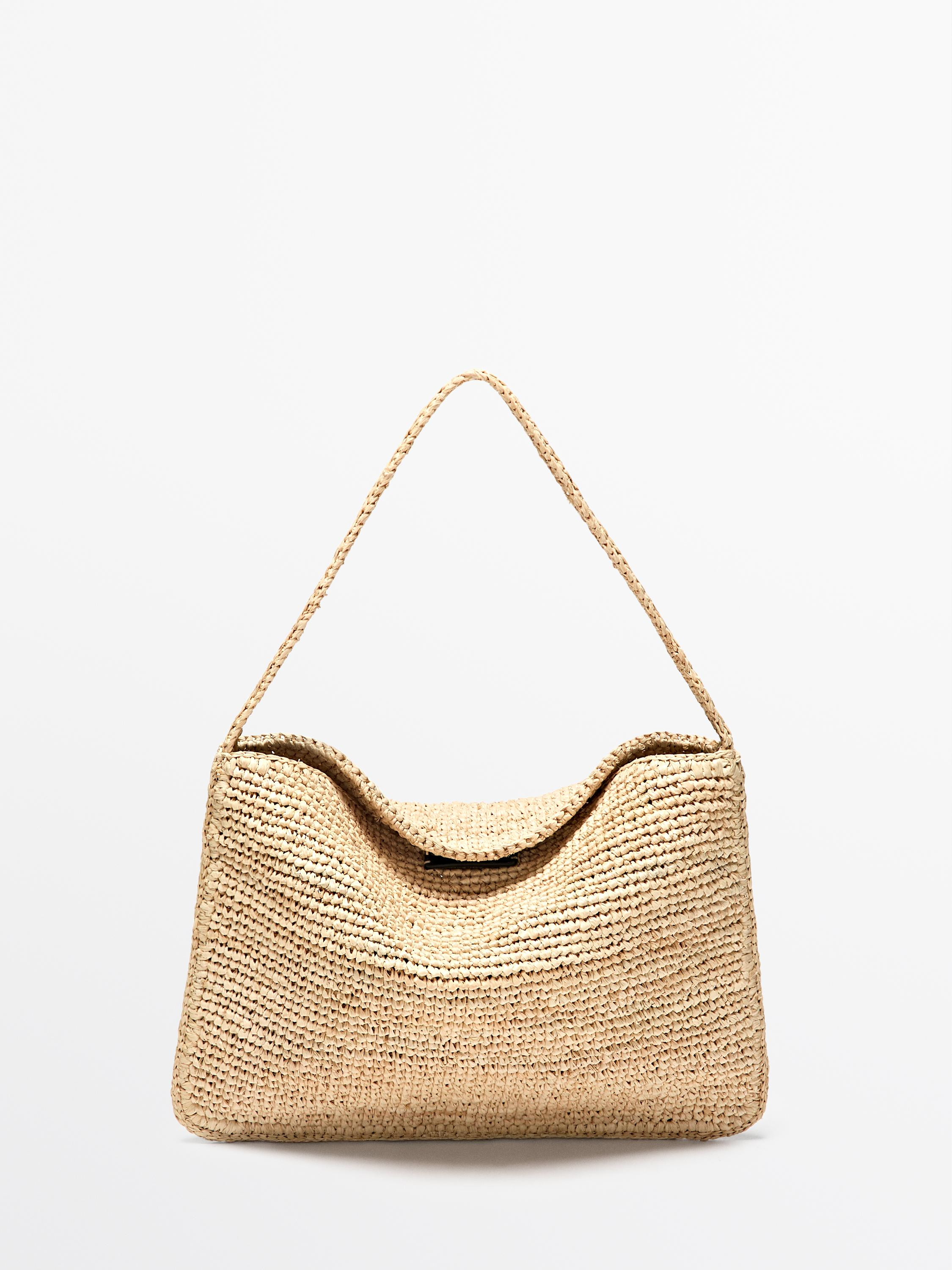 Small raffia shoulder bag | Massimo Dutti US