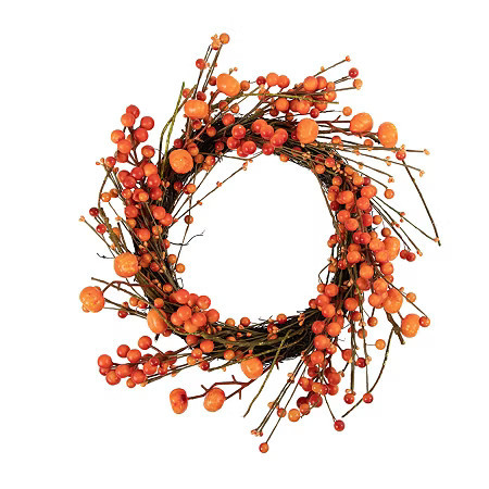 Northlight 20in Red And Orange Berries With Mini Pumpkins Fall Harvest Wreath, One Size, Red | JCPenney