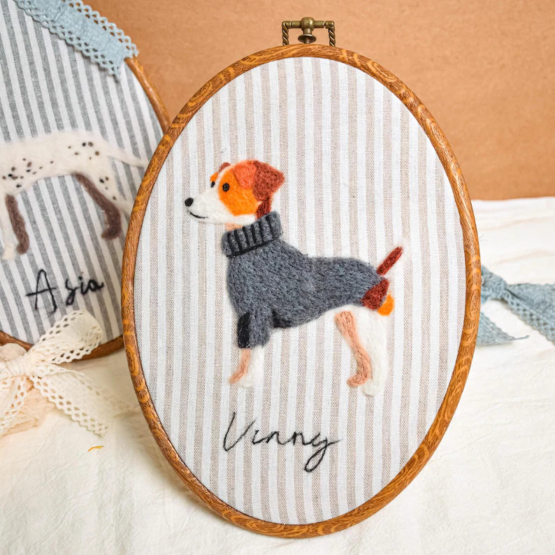 Personalized Needle Felted Dog Embroidery Hoop Art: Custom Pet Portrait | Etsy (Global)