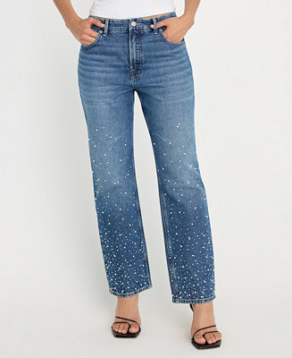 Women's Good Icon Straight Crop Cultivated Pearl Jeans | Macy's