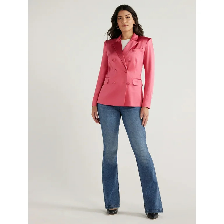 Sofia Jeans Women's Stretch Satin Double Breasted Blazer, Sizes XS-3XL - Walmart.com | Walmart (US)