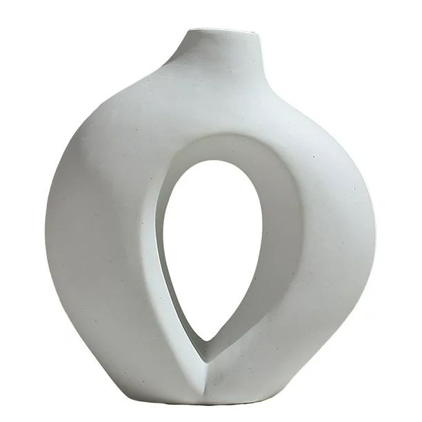 Modern Ceramic White Vases, Elegant Porcelain Vase Pottery Vase, Handmade Irregular Flower Vase D... | Walmart (US)