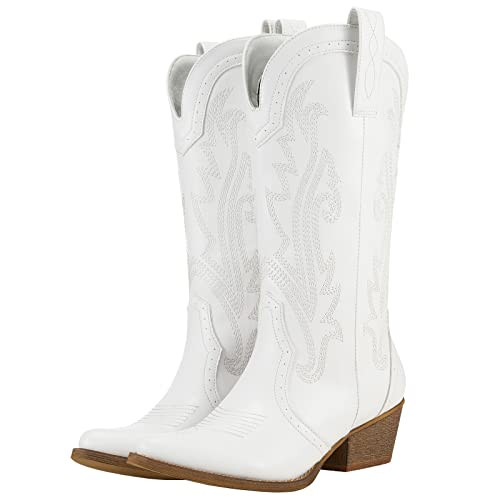 HISEA Rollda Cowboy Boots for Women, Cowgirl Boots, Comfortable Western Boots with Pointed Toe Stitched Embroidery for Country Concert Dancing Wedding Traveling Daily Outfits | Amazon (US)