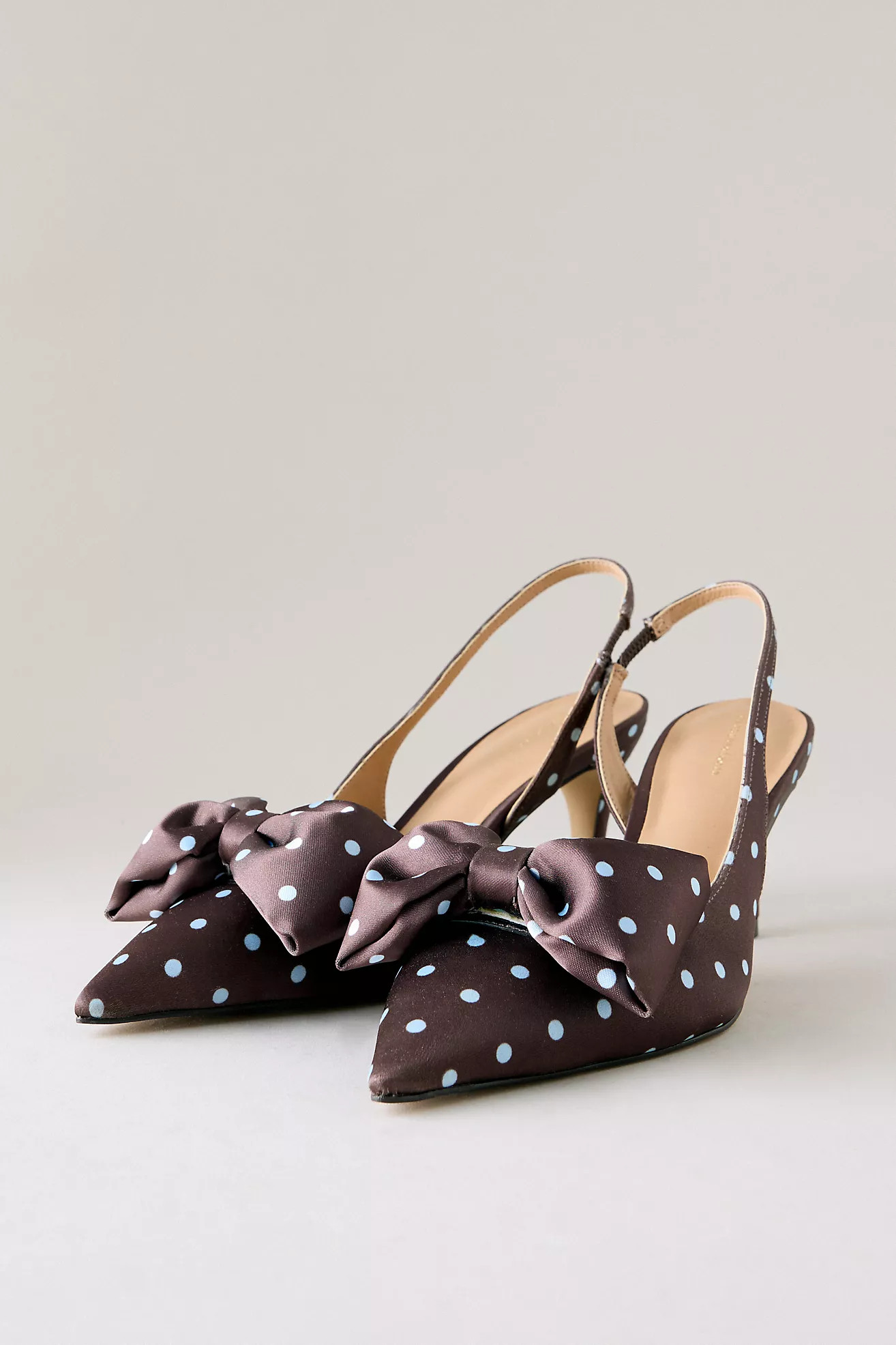 By Anthropologie Polka Dot Satin Bow Slingback Heels | Anthropologie (UK)