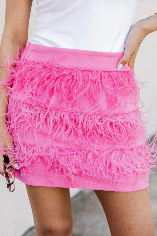 This Is Our Place Fuchsia Feather Trim Skirt | Pink Lily
