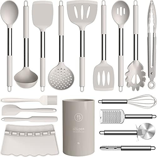 Amazon.com: Silicone Cooking Utensils Set - Heat Resistant Kitchen Utensils,Turner Tongs,Spatula,... | Amazon (US)