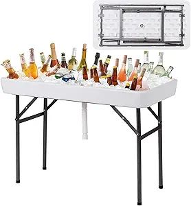 Giantex 4 Foot Folding Ice Table with Drain and Removable Matching Skit, No Assembly Fill and Chi... | Amazon (US)