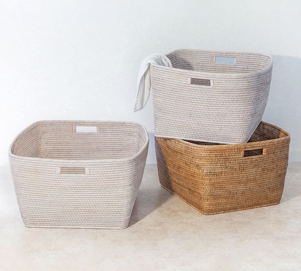 Tava Handwoven Rattan Family Basket | Pottery Barn (US)