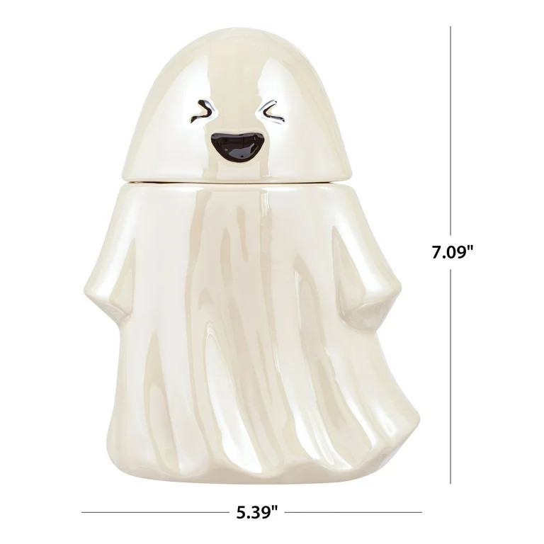 Halloween Earthenware 19.6-Ounce Ghost Treat Food Storage Jar, by Way To Celebrate | Walmart (US)