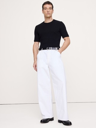 Ribbed Stretch-Cotton Crew-Neck T-Shirt | Banana Republic (US)