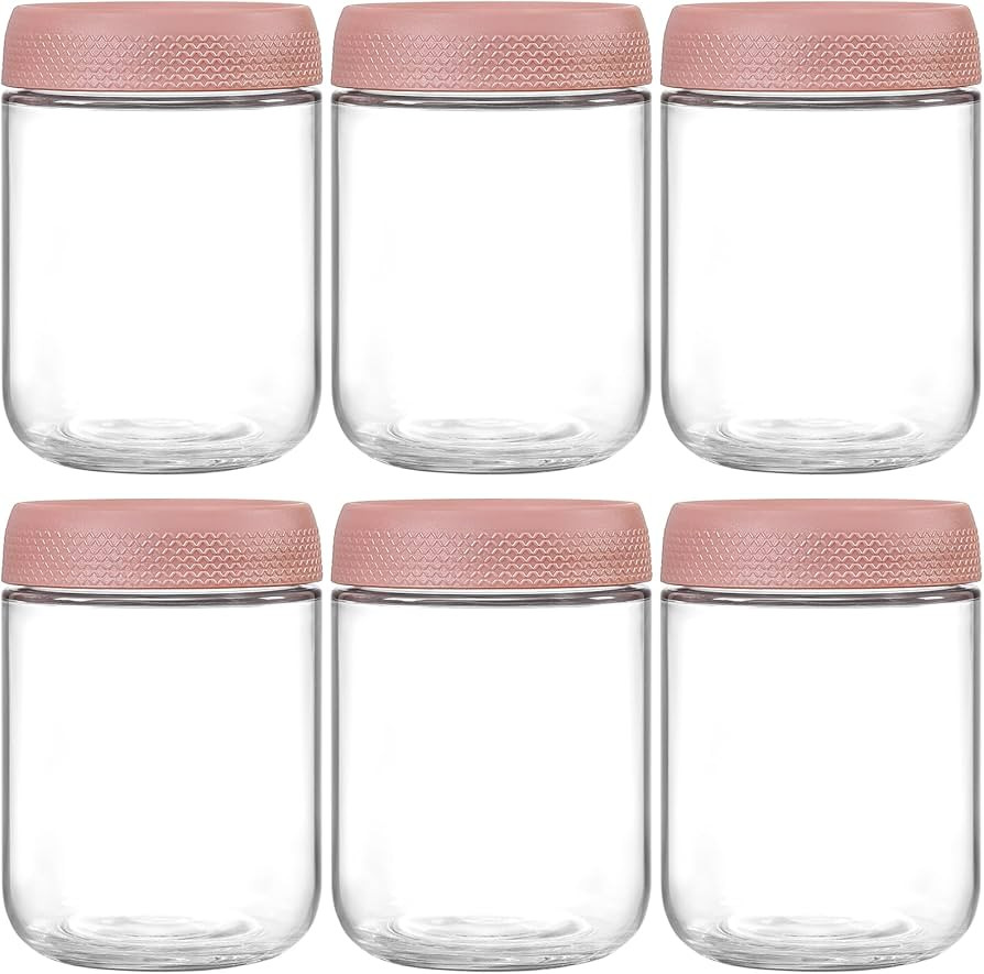 NETANY 6-pack 16oz Glass jars with Airtight Lids, Overnight Oats Containers with Lids, Wide mouth... | Amazon (US)